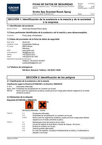 Sicherheitsdatenblatt 1615500/GRO 008 (es-ES) - Grohe