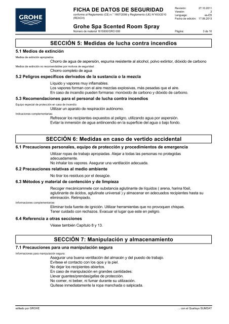 Sicherheitsdatenblatt 1615500/GRO 008 (es-ES) - Grohe