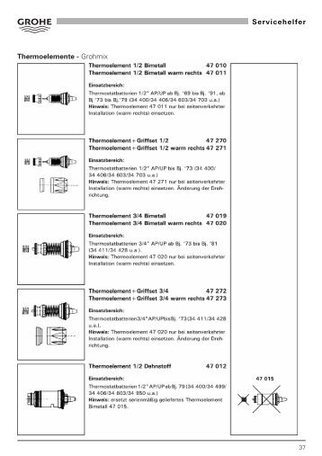 Thermoelemente - Grohmix Servicehelfer - Grohe