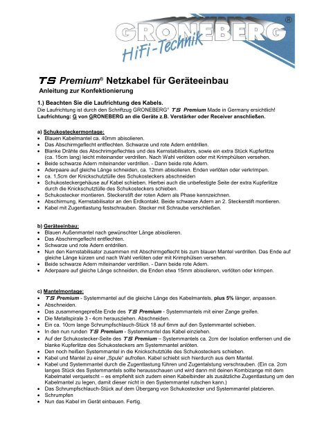 TS Netzeinb. - GRONEBERG HiFi-Technik