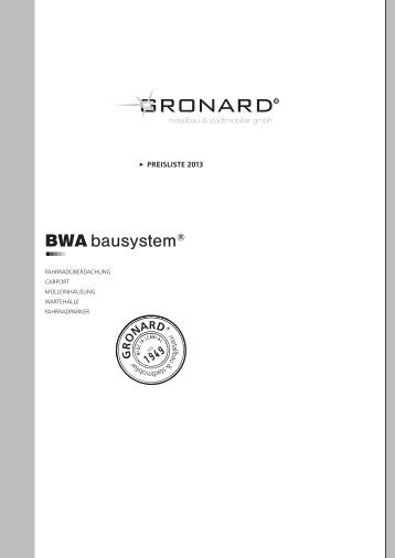 Preisliste BWA - GRONARD ® Metallbau & Stadtmobiliar GmbH