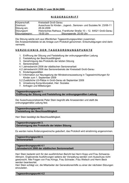 Protokoll SozA 2009-04-28 - Groß-Gerau