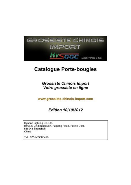 Catalogue Porte-bougies - Grossiste chinois import