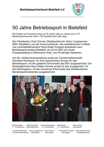 Chronik 50 Jahre Betriebssport - Betriebssportverband Bielefeld ev