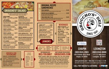 Menu - Groucho's