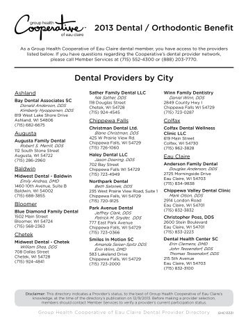 Commercial Dental Provider Directory - Group Health Cooperative ...