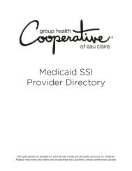 Medicaid SSI Provider Directory - Group Health Cooperative of Eau ...