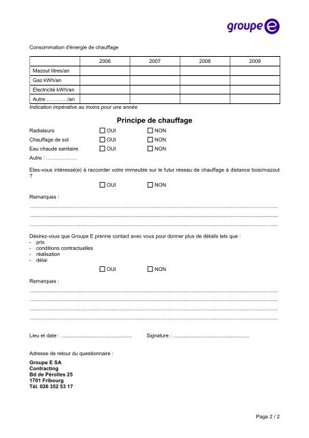 Contracting Projet de chauffage à distance DIACAD à ... - Groupe E