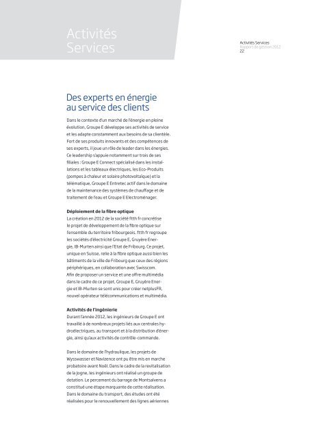 RappoRt de gestion 2012 - Groupe E