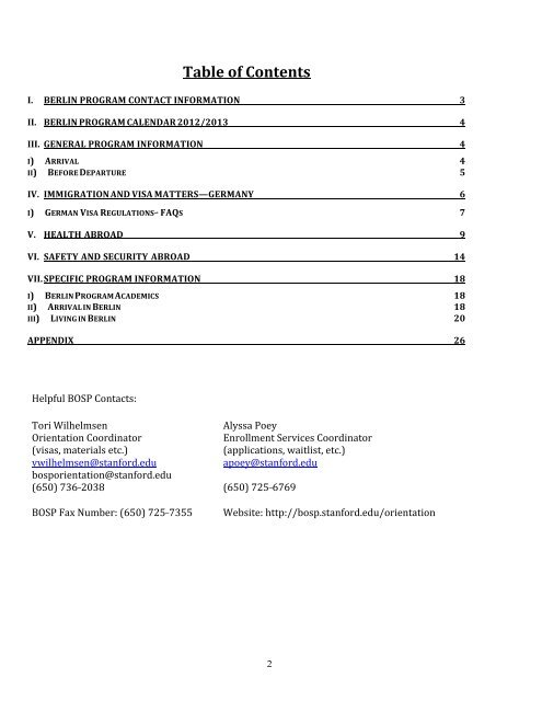 II. Berlin Program Calendar 2012/2013 - Bing Overseas Studies ...