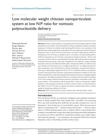 Low molecular weight chitosan nanoparticulate system at low N:P ...