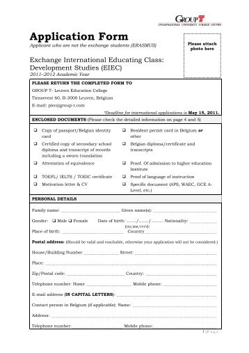 Application Form - Groep T