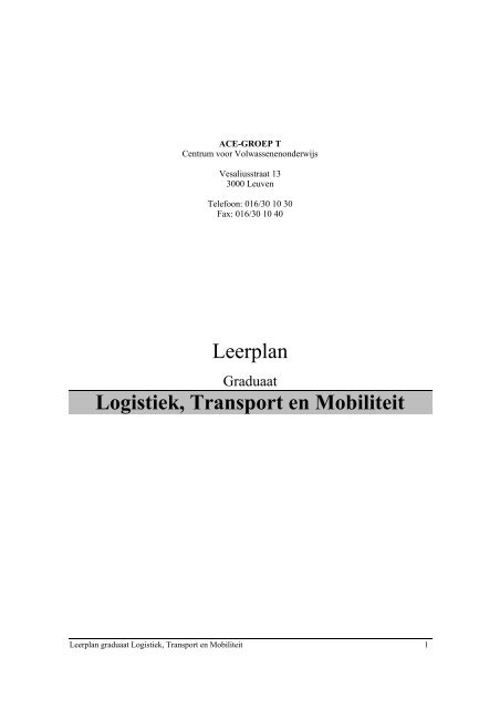 Leerplan Logistiek, Transport en Mobiliteit - Groep T