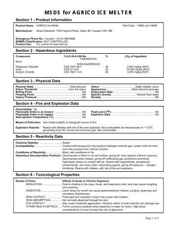 Ice Melt Sds Sheets