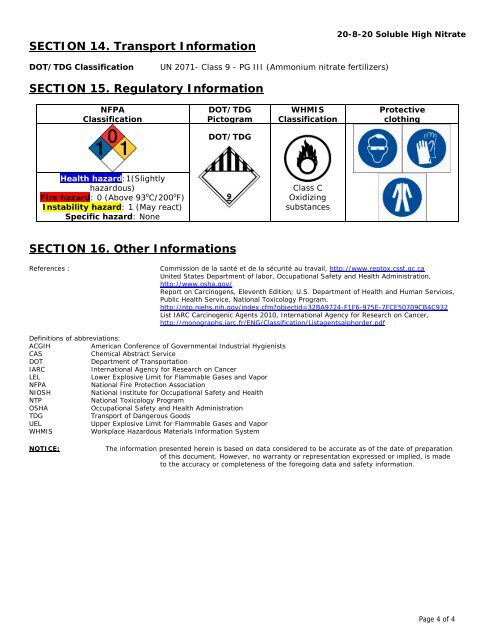 20-8-20 High Nitrate soluble Agrium EN MSDS ANSI