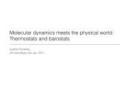 Molecular dynamics: thermostats and barostats