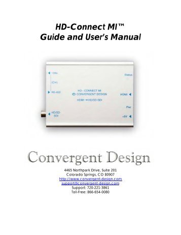 HD-Connect MI manual - Convergent Design, experts in HDMI, SD ...