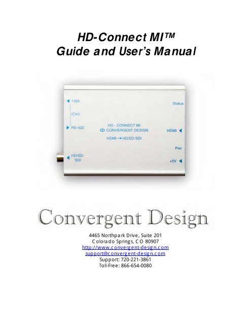 HD-Connect MI manual - Convergent Design, experts in HDMI, SD ...