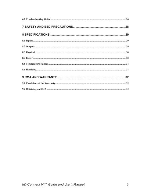 HD-Connect MI manual - Convergent Design, experts in HDMI, SD ...