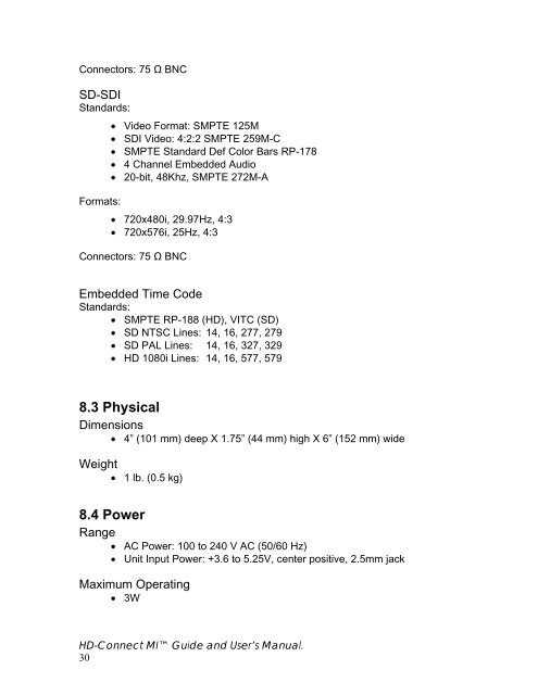 HD-Connect MI manual - Convergent Design, experts in HDMI, SD ...