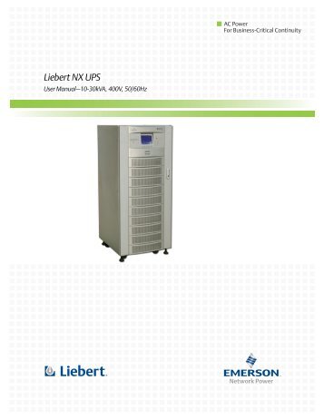 Liebert NX UPS, 10-30kVA, 400V, 50 and - Jonweb.net