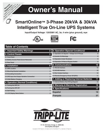 Owner's Manual - Tripp Lite