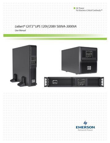 Liebert GXT3 UPS, 500-3000VA; 120/208V; User ... - Gruber Power