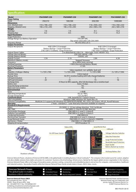 Liebert PSA Brochure - Emerson Network Power