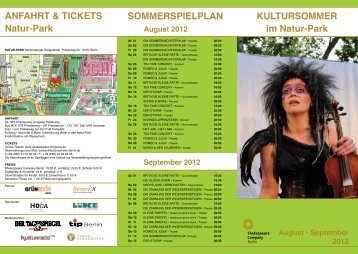 KulturSommer im Natur-Park SommerSPIelPlAN ANfAhrt & tIcKetS ...