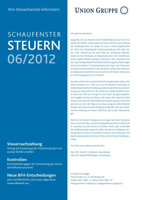 Mandantenbrief 06/2012 - Grünbaum & Collegen