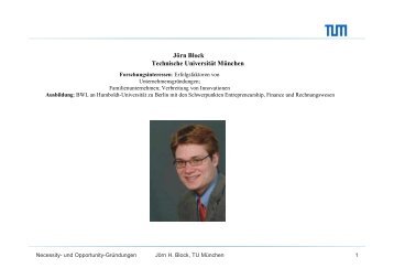 Jörn Block Technische Universität München