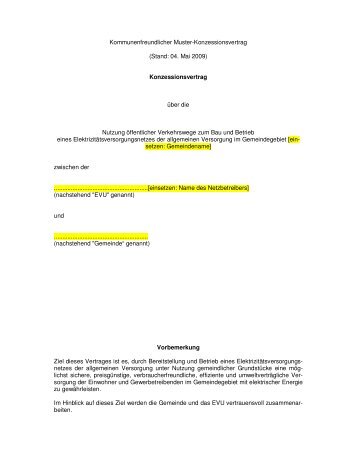 Kommunenfreundlicher Muster-Konzessionsvertrag (Stand: 04. Mai ...