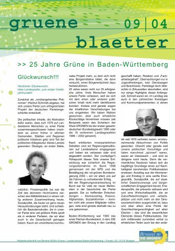 gr ne bl−tter - BÜNDNIS 90/DIE GRÜNEN Baden-Württemberg