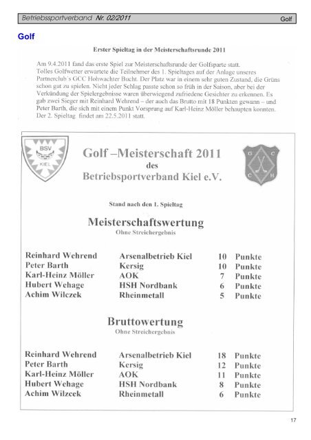 Betriebssport 03/06 - Betriebssportverband Kiel e.v.