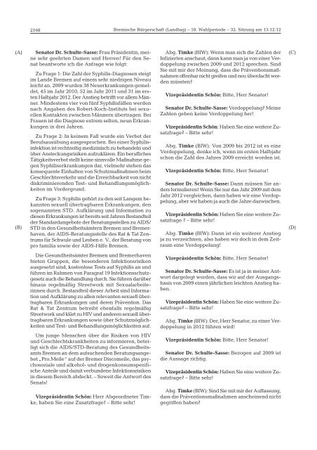 Das Protokoll der 32. Landtagssitzung am 13. Dezember 2012