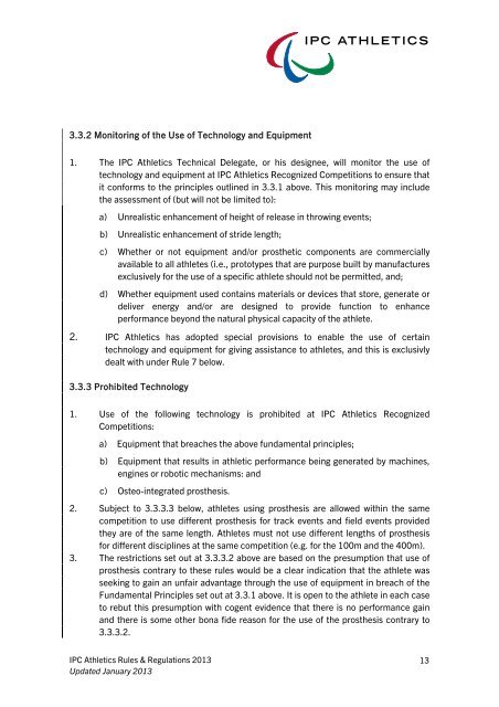 2013 IPC Athletics Rules and Regulations - International Paralympic ...