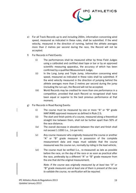 2013 IPC Athletics Rules and Regulations - International Paralympic ...