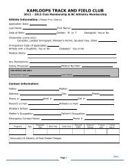 Club Registration Form - Kamloops Track & Field