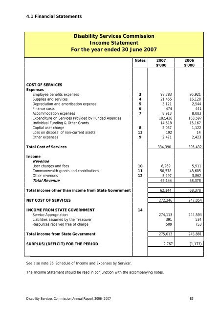 2006-2007 Annual Report - Disability Services Commission