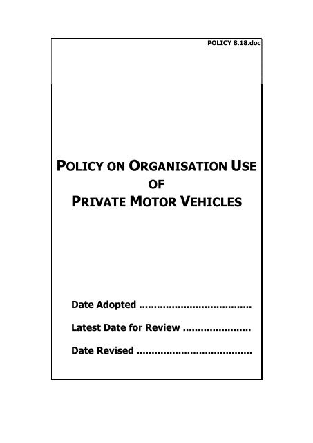 Organisation Use of Private Vehicles - Disability Services ...