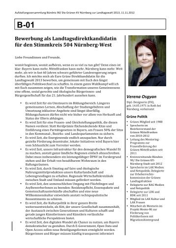 Bewerbung als Landtagsdirektkandidatin für den Stimmkreis 504 ...