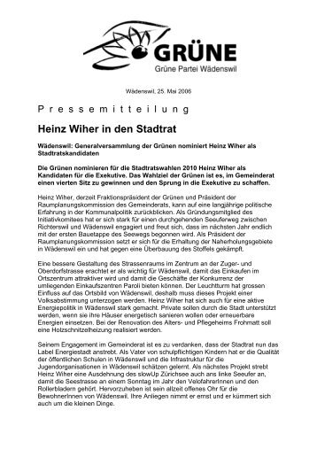 Heinz Wiher in den Stadtrat