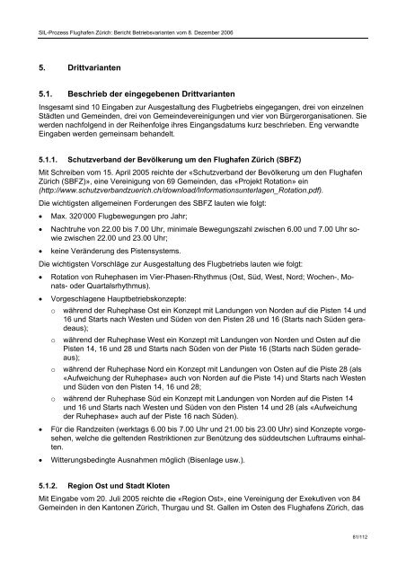 SIL-Prozess: Bericht Betriebsvarianten - Grüne Kanton Zürich