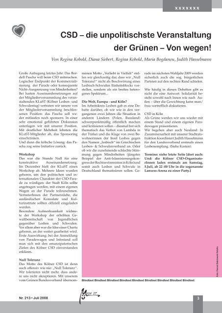 Nr. 213, Juli 2008 - Bündnis 90/Die Grünen Kreisverband Köln