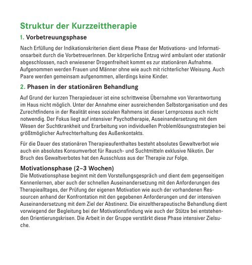 Stationäre Kurzzeittherapie - Grüner Kreis