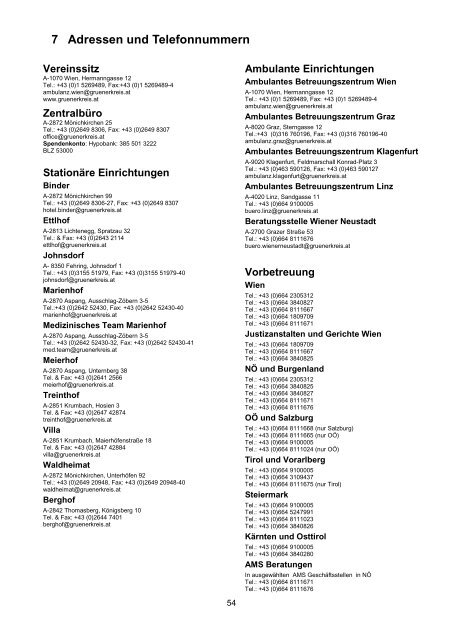 Tätigkeitsbericht 2009 - Grüner Kreis