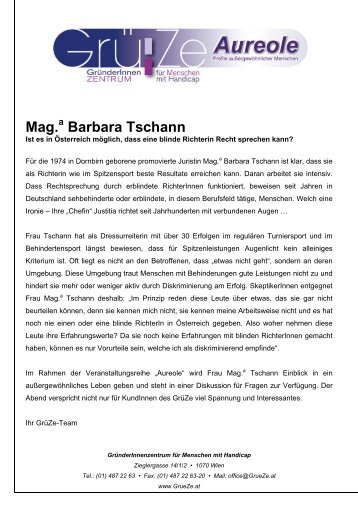 Mag. Barbara Tschann - GründerInnenzentrum für Menschen mit ...