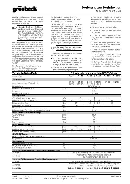 Dosierung zur Desinfektion - grunbeck