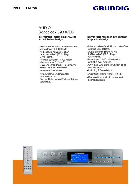 AUDIO Sonoclock 890 WEB - Grundig
