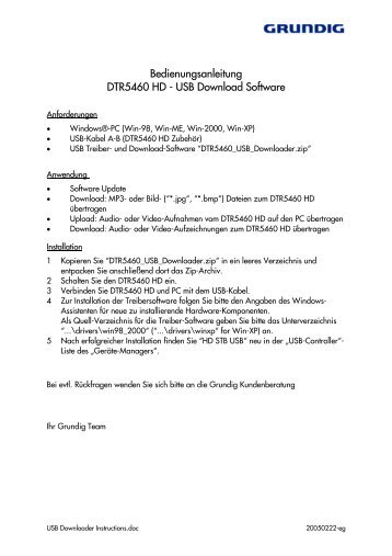 USB Download Software - bei Grundig